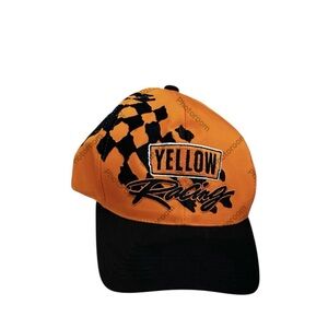 Vintage Yellow Racing Hat
Cap Snap Back Orange Black
Embroidered K Products
Mens